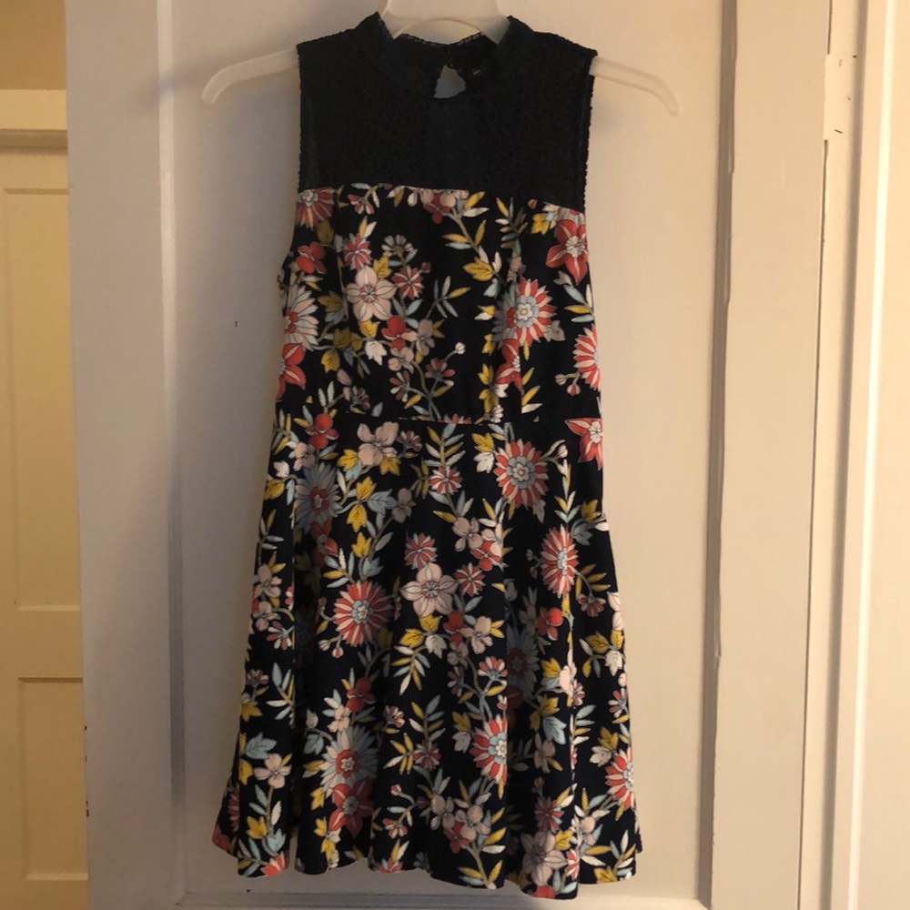 Moulinette Soeurs Anthropologie Ashbury Floral Navy Eyelet Dress